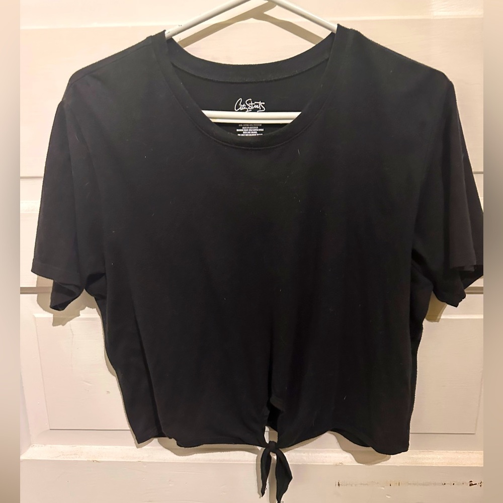 Cute black Crop top with tie in front.